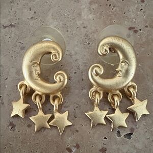 Gold Moon and Stars Earrings